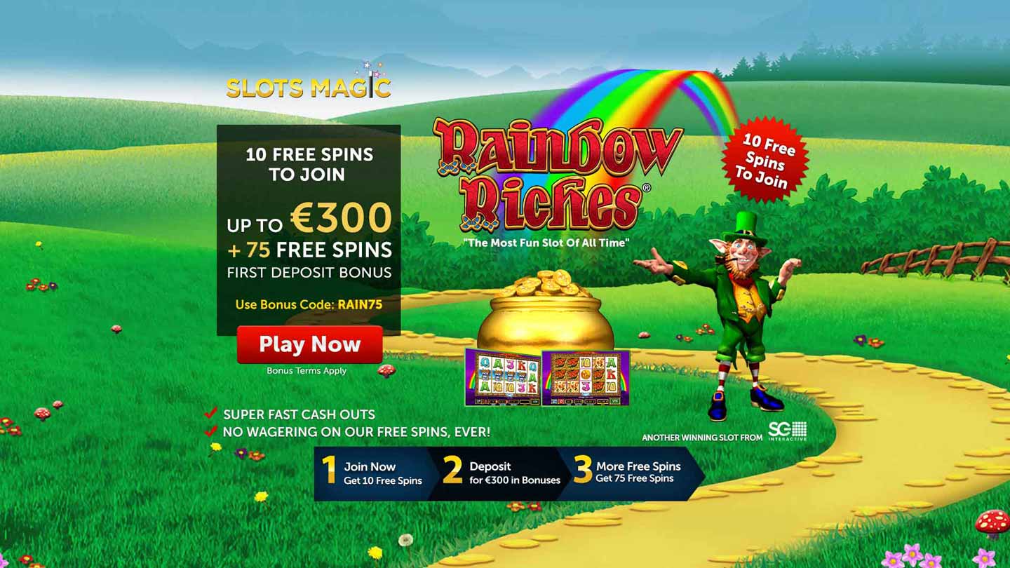 Rainbow Riches bonus offer from Slots Magic casino